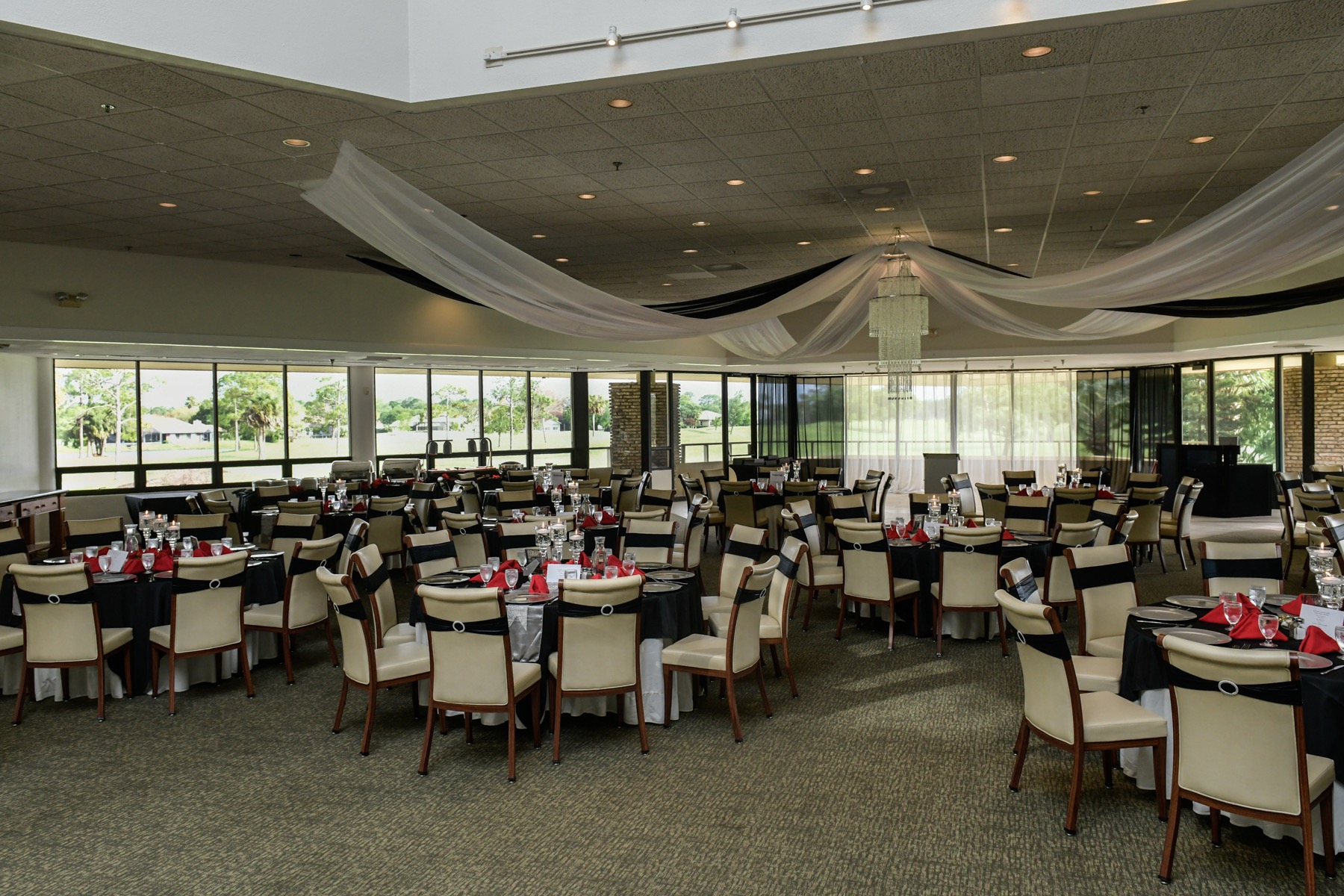 The Crane event room prepared for a private celebration